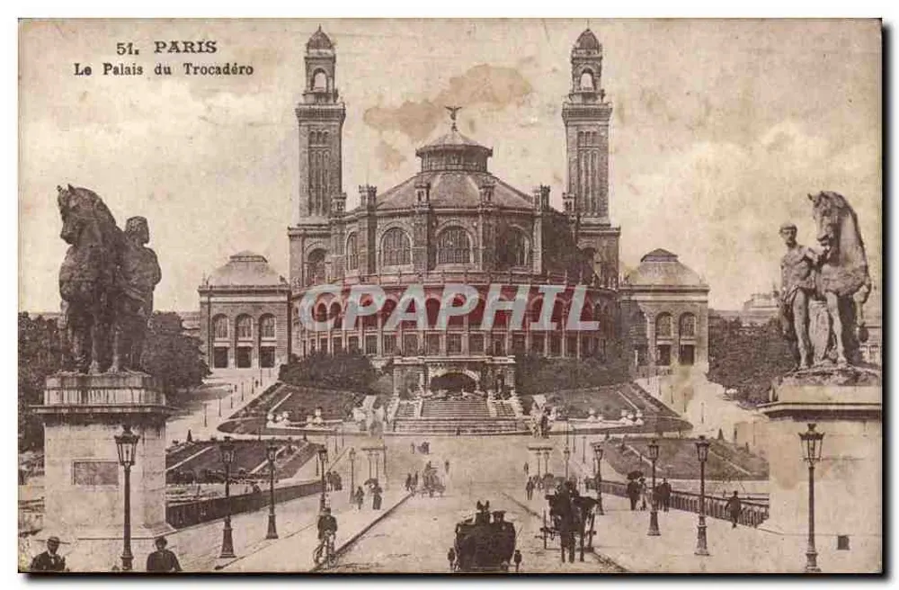 O Palácio do Trocadéro — Paris — editor não visível, n° de série 51 - Frente