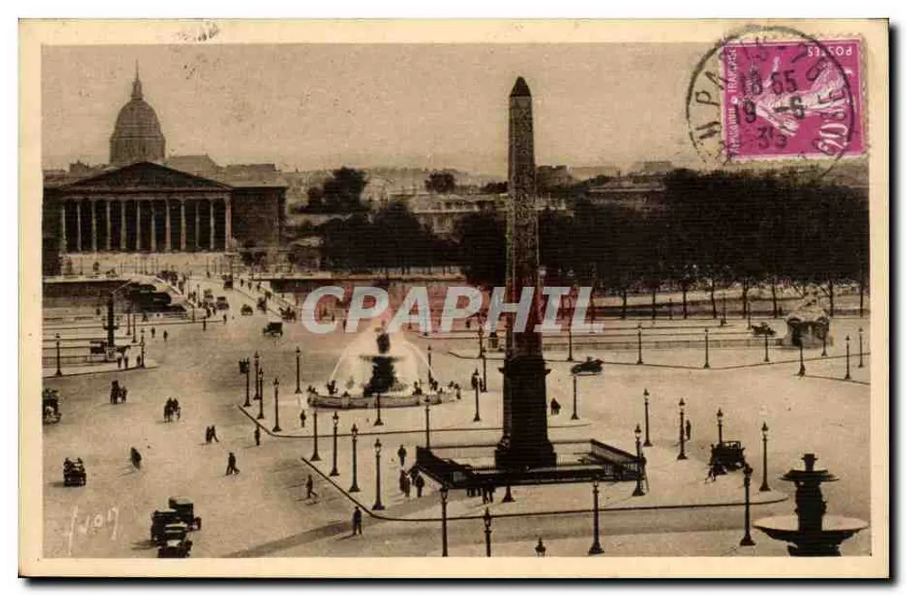 Platz der Concorde — Der Obelisk und das Haus der Abgeordneten — Kunstausgabe 'VIVON', Paris - Vorderseite
