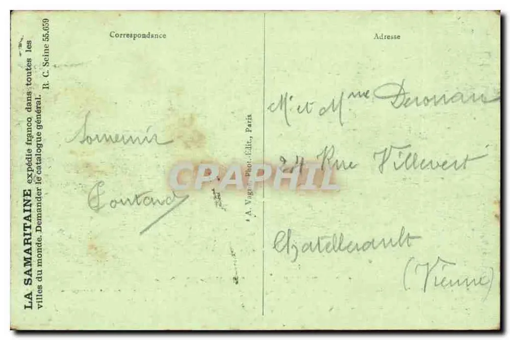 Paris - Hotel de Ville, de frente — editor A. Vagner, n° 149 - Verso