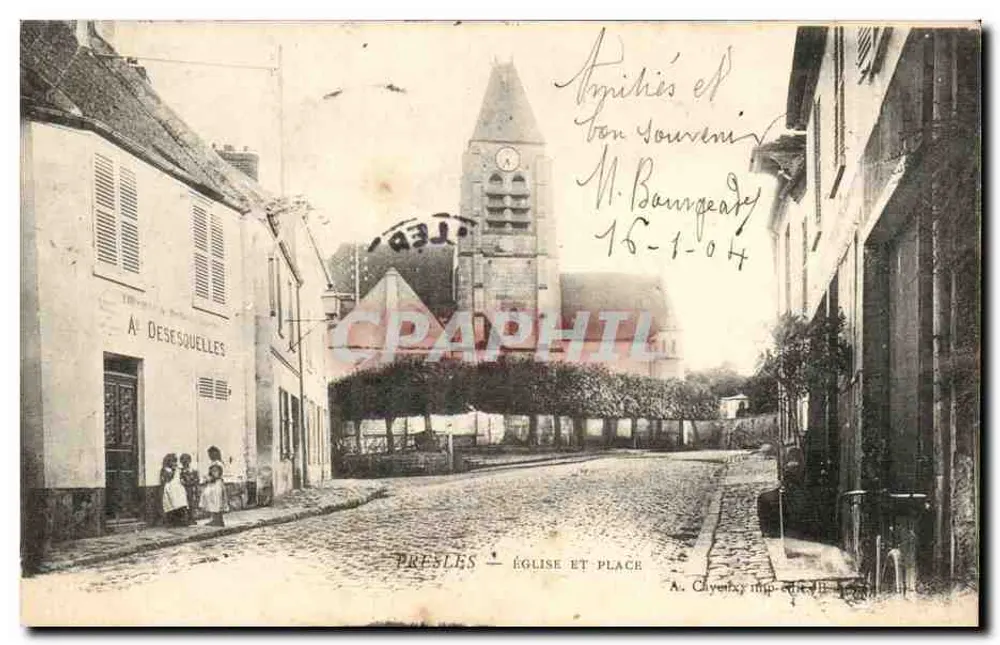 Presles — Kirche und Platz — A. Chavancy Druck, Nr. 11 - Vorderseite