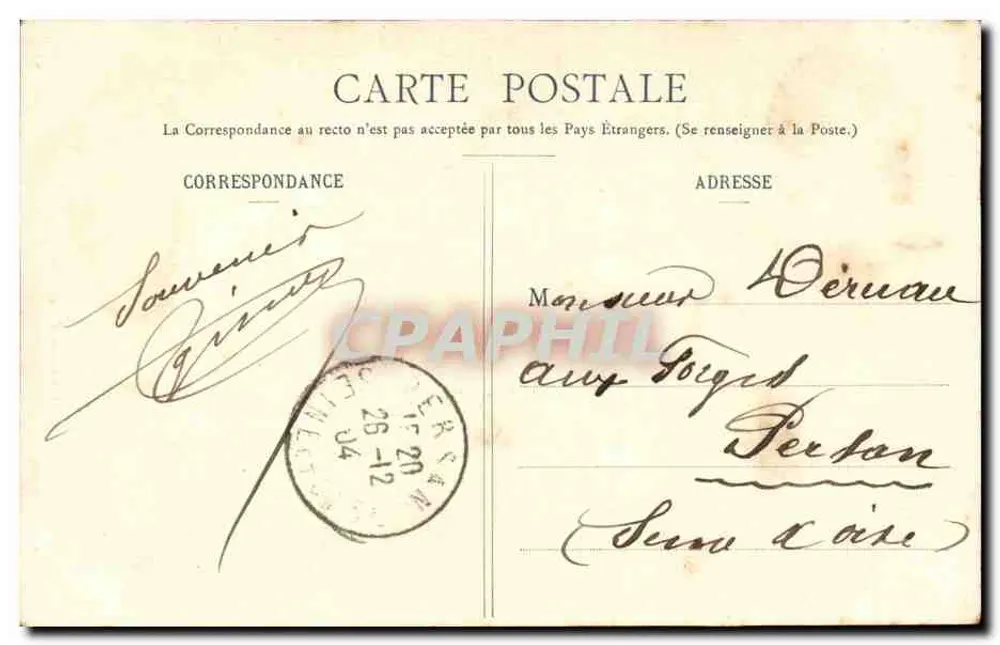 Ankunft in Pontoise — A. Riottot, Verlag — A. Seyes - Rückseite