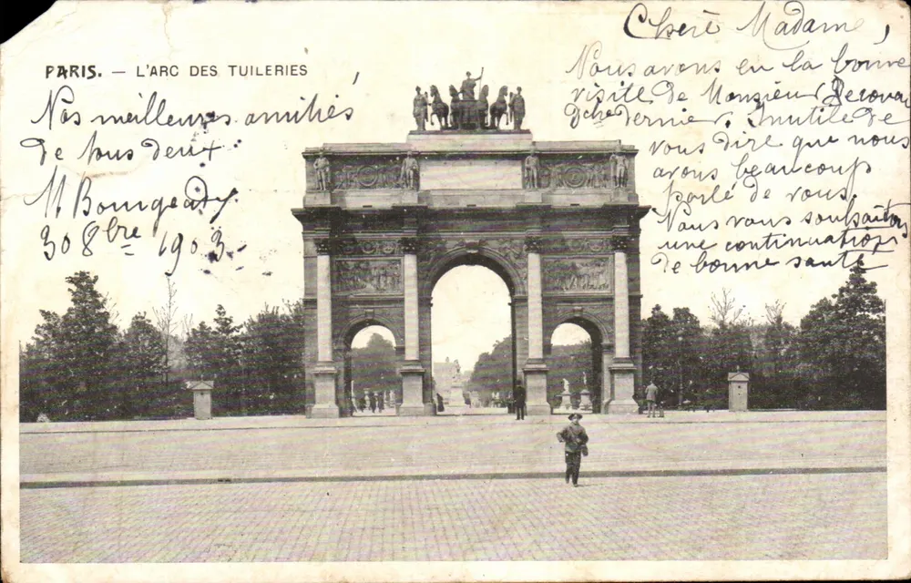 Paris — O Arco das Tuileries — editor não identificado, número de série não visível - Frente