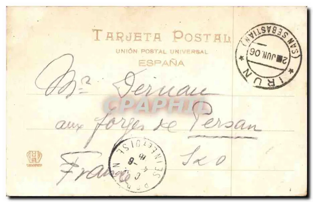 Irun - Isla de los Faisanes — Hauser y Menet, Madrid, n° 1538 - Rückseite