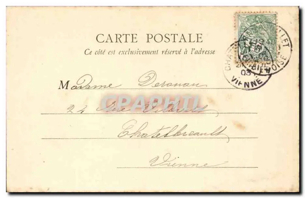 Castelo de Rambouillet — Castelo e Lago — H.E. & R. n° 1928-1903 - Verso