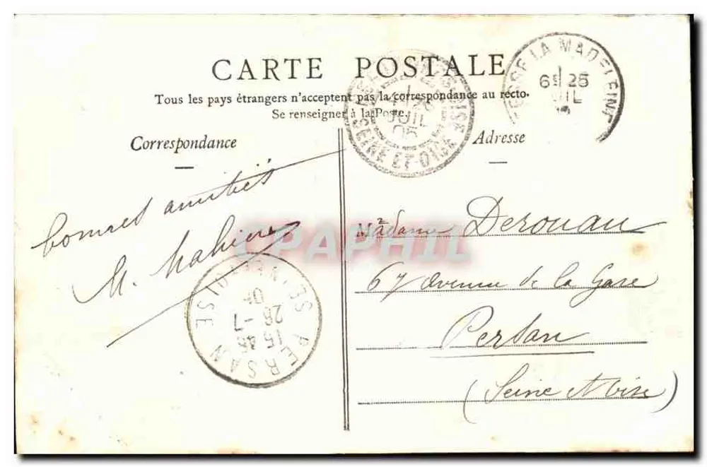 Bagnolès-de-l'Orne - 30. - Einrichtung, von oben gesehen. - Vve Mesnard, Verlag Bagnolès-Paris - Plaq. - Rückseite