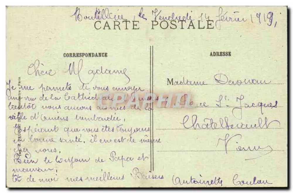 Amiens (Somme) - Die Kathedrale ist vor Bombenangriffen geschützt — R. P. - Rückseite