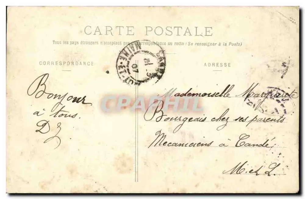 Eu te amo e te amarei... — Poema romântico — Coleção H. Laurent, Port-Louis - Verso