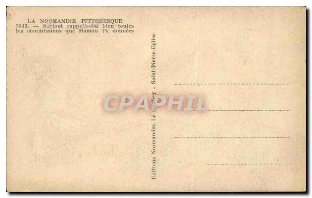 Kinder im normannischen Kostüm — Verlag Le Goudey, Nr. 3043 - Rückseite