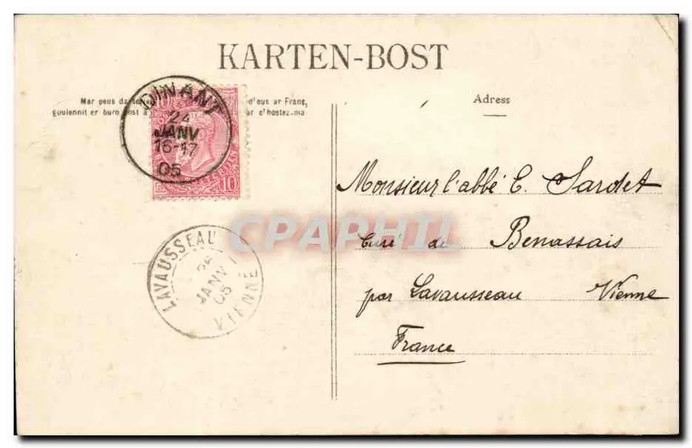 Charité — Drei Personen in traditioneller Kleidung — Sammlung Villarn, Quittange - Rückseite