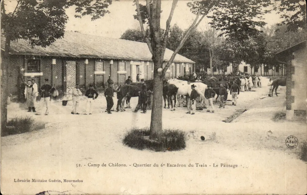 Campamento de Châlons - Barrio del 6º Escuadrón del Train - El Pansage — Librairie Militaire Guérin, Mourmelen - Anverso