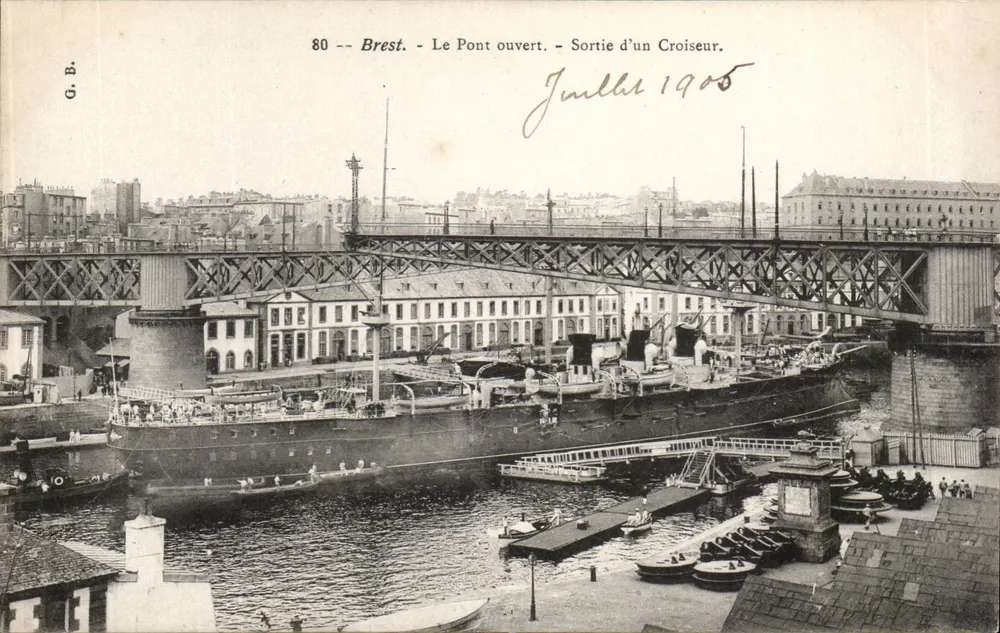 Brest - El Puente abierto - Salida de un crucero — G.B. n°80 - Anverso