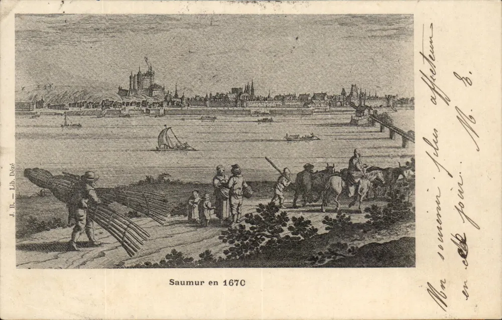Saumur w 1670 — widok historyczny — J. B. - Lib. Dézé, nr 8 - Awers