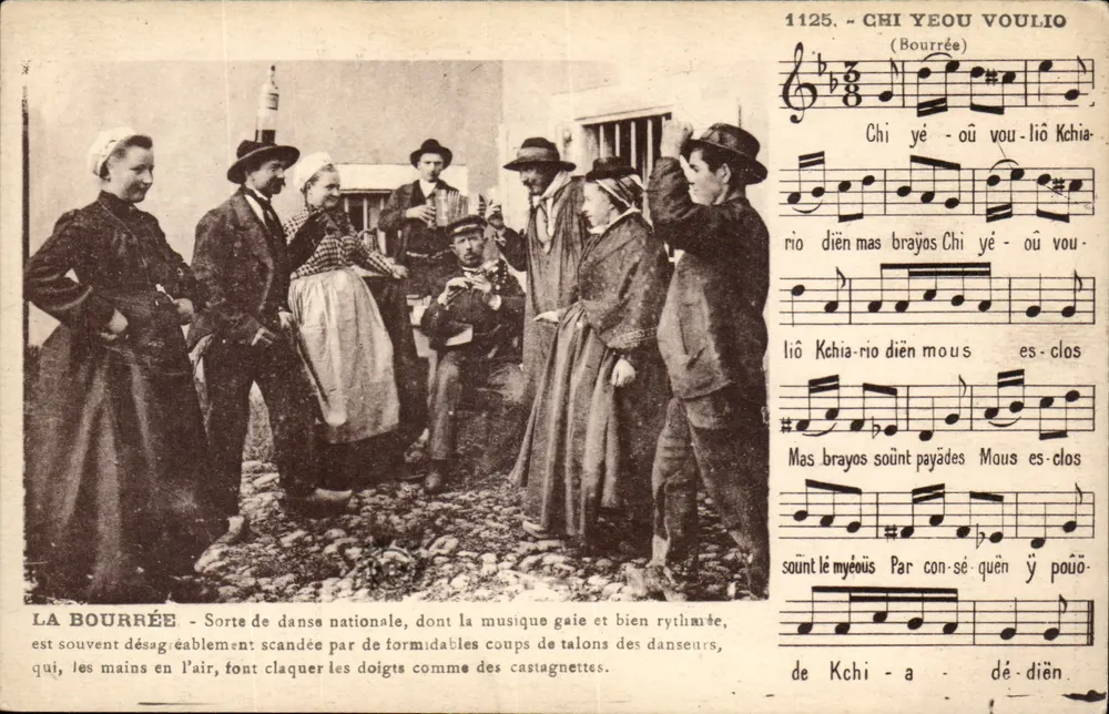Die Bourrée — Nationale Tanz mit Musik und Text — Éditions d'Art Margerit Bémond, Le Puy (Haute-Loire) - Vorderseite
