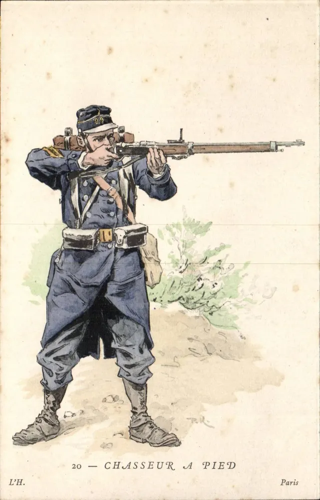 Fußsoldat — Soldat in Felduniform mit Gewehr — L.H. Paris, Nr. 20 - Vorderseite