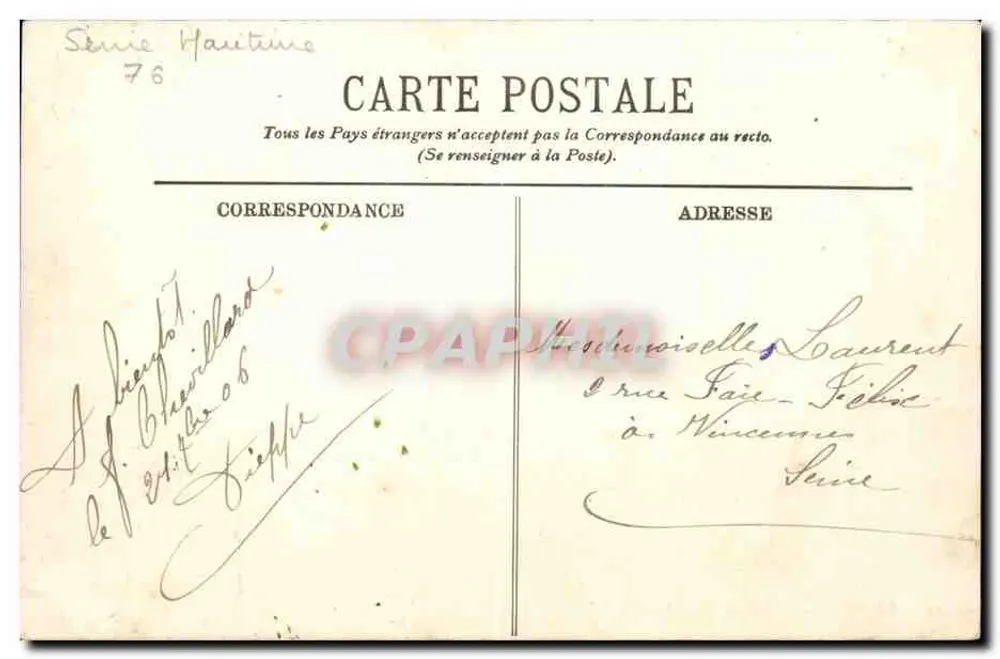 Dieppe — A Entrada das Pontas — LL. — Série Marítima 76 - Verso