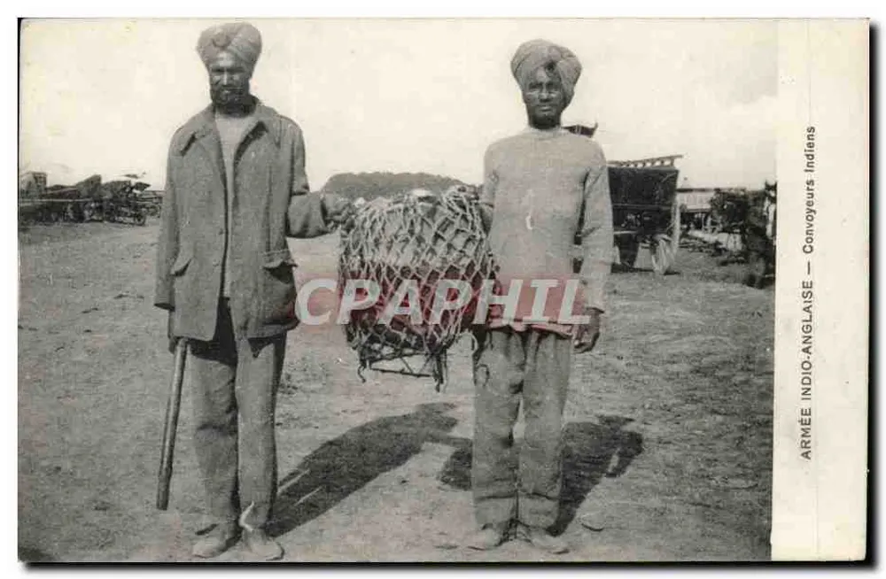 Zwei Inder — Träger — BRITISCH-INDISCHE ARMY - Vorderseite