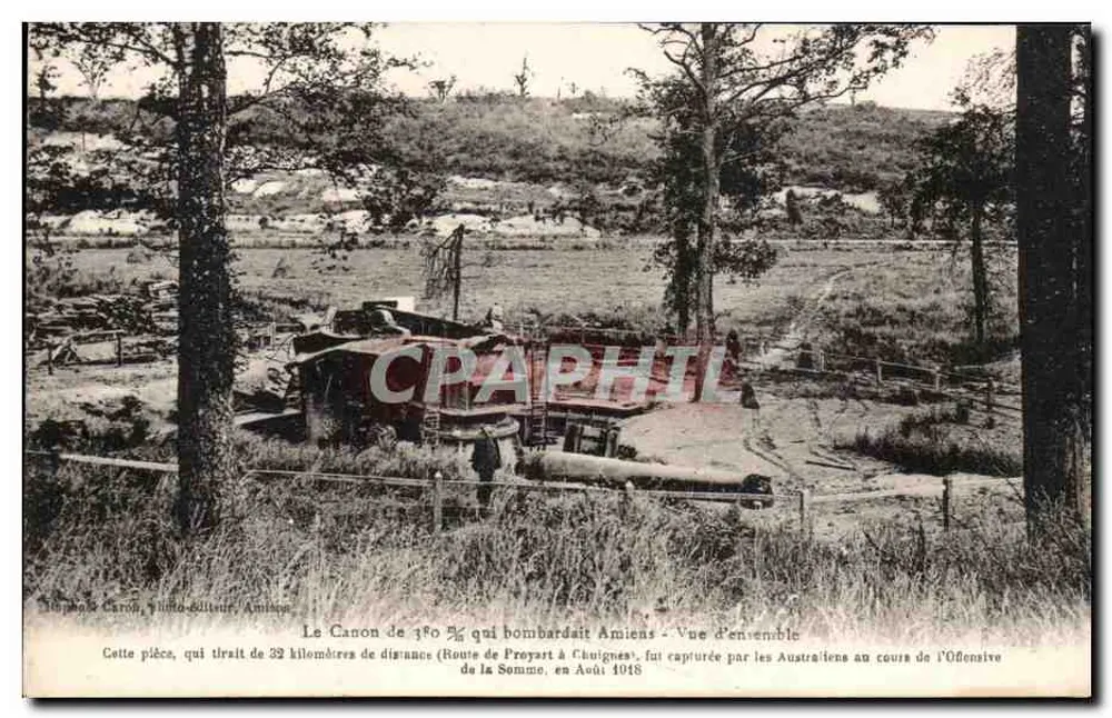 150 mm Kanone, gefangen in Chaignes — Amiens — Verlag: H. Caron, Villeneuve-d'Ascq - Vorderseite