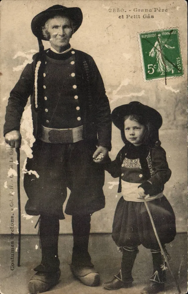 Grenade Vater und Kleiner Gâs — Bretonische Kleidung — Col. F. H. - C. de Le Dœuf — n° 2850 - Vorderseite
