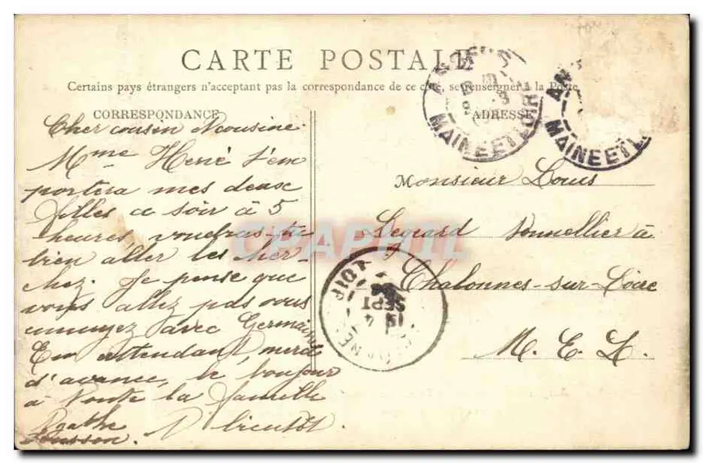 Angers — Castelo e Estátua do Rei René — E. Duvivier, editor, Angers - Verso