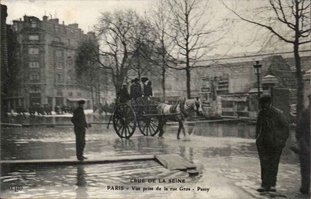 Flut der Seine — Ansicht vom Gros - Passy — ELD - Vorderseite