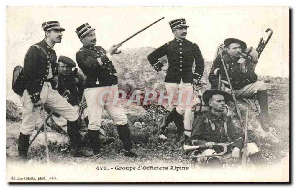 Gruppe von Alpinen Offizieren — Edition Giletta, photo., Nice, n° 475 - Vorderseite