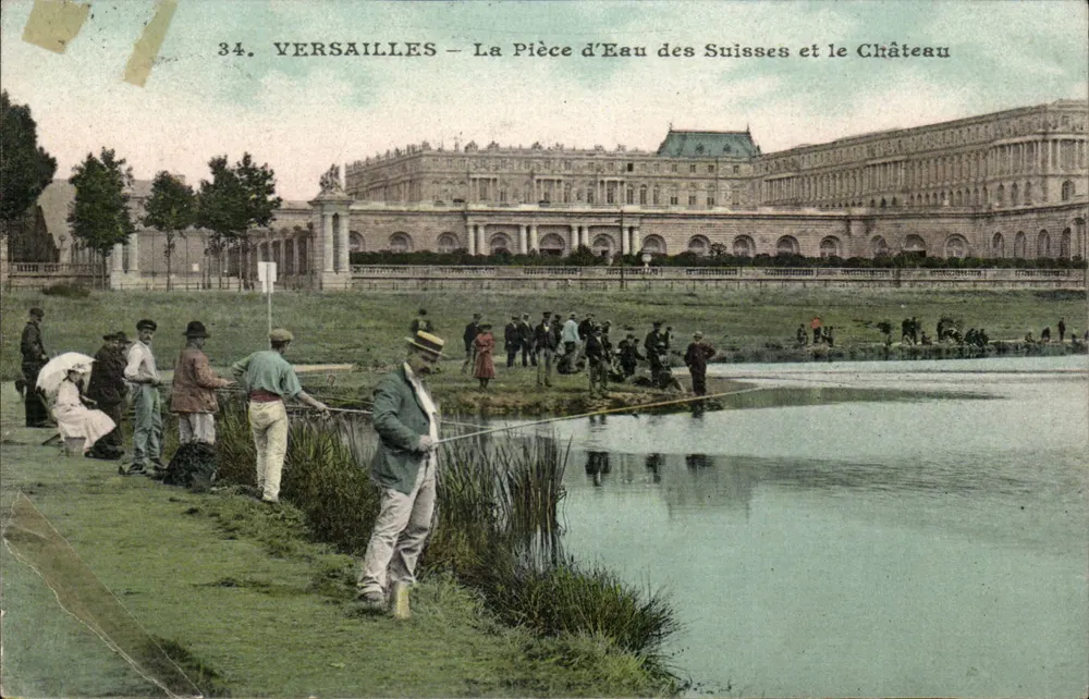 Versailles — Die Wasserstelle der Schweizer und das Schloss — Héliotypie Bourdier und Faucheux - Vorderseite