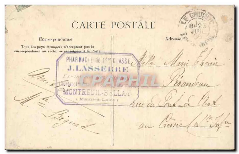 Jovem Bretão — Coleção Villain, Quimper — n° 1208 - Verso