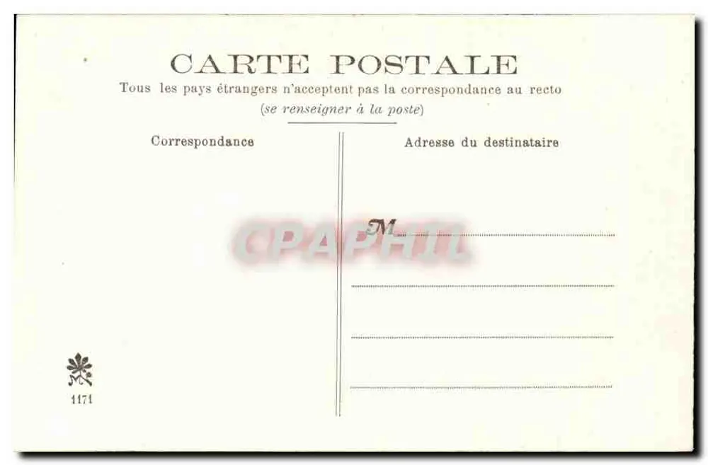 As Margens do Loiret — vista de um castelo e de uma lagoa — editor As Margens do Loiret, n° 1171 - Verso