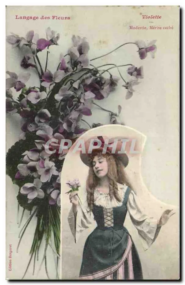 Sprache der Blumen — Violette — Bescheidenheit, verborgenes Verdienst — Edition Bergérot - Vorderseite
