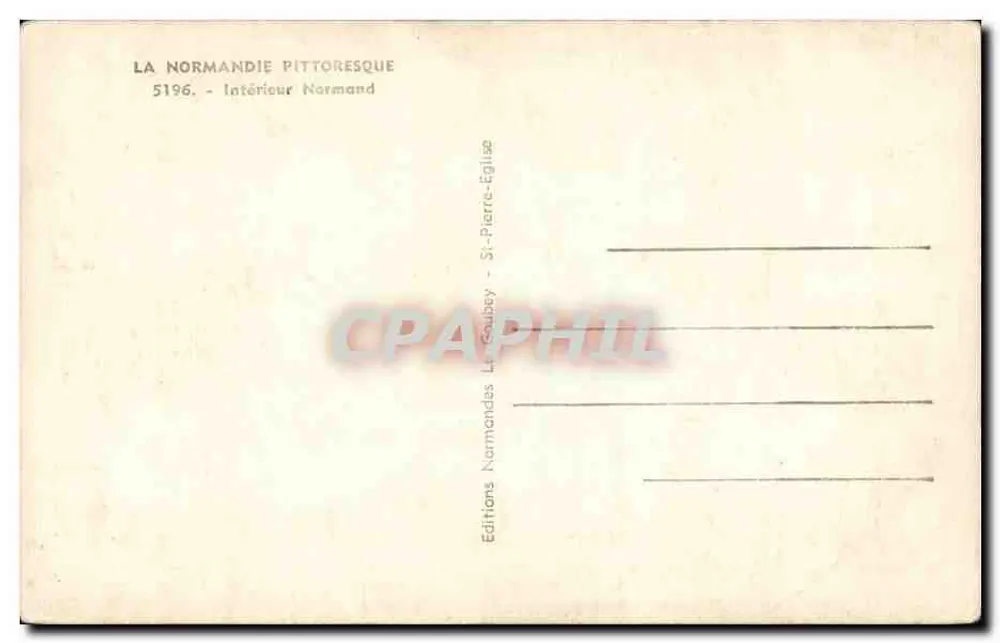 Intérieur d'une église normande — décor de vaisselle suspendue — éditeur Le Goubeys, n° 5196 - Verso