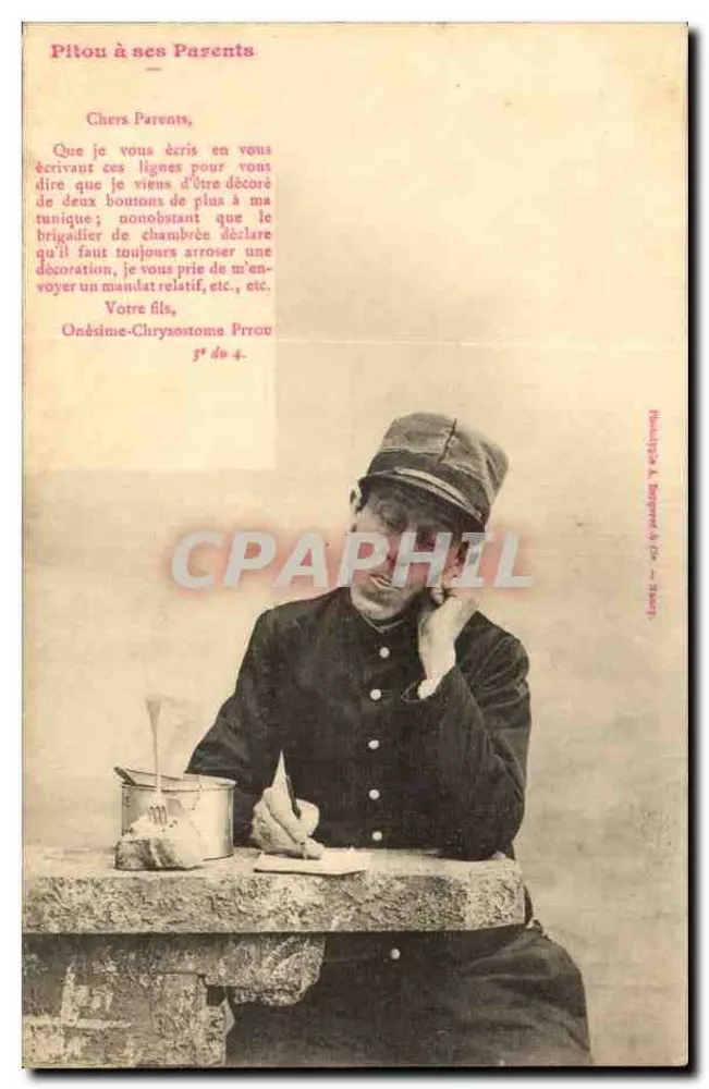 Soldat, der an seine Eltern schreibt — Pitou an seine Eltern — Phototypie A. Bompard & Cie, 3447 - Vorderseite