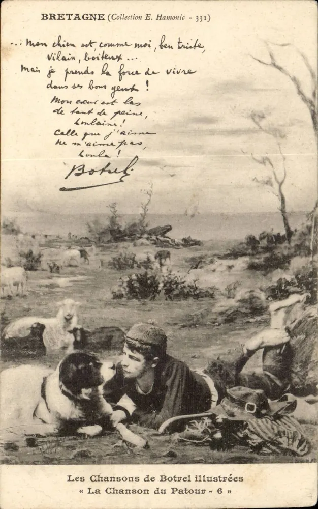 Bretagne — Küstenlandschaft mit Schäfer und Hund — Sammlung E. Hamonic - 331 - Vorderseite