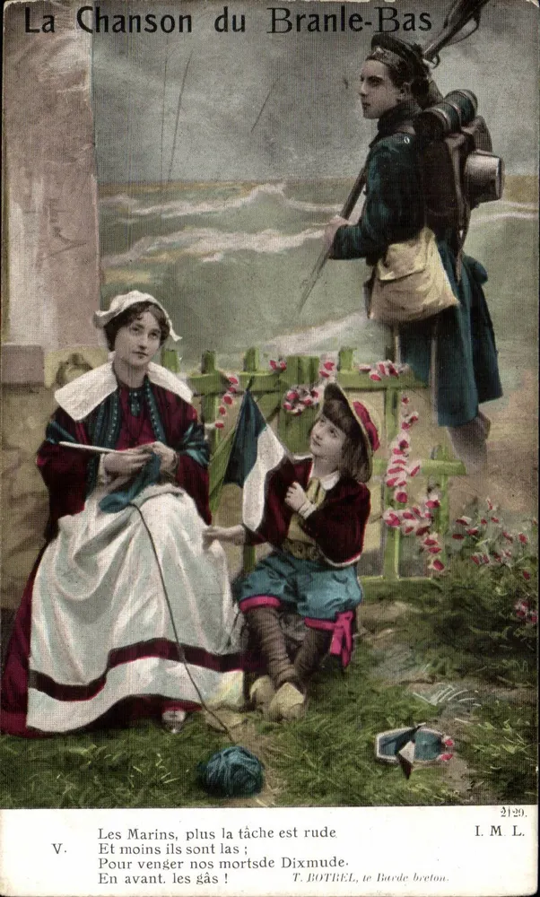 Die Melodie des Alarms — Bretonische Szene mit Frau und Kind — T. BOTREL, der bretonische Dichter, n°2120 - Vorderseite