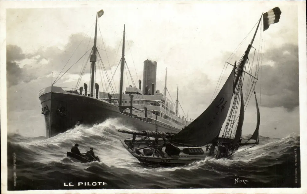 Le Pilote — scène maritime avec un grand navire et un voilier — Nemo, Nemo Interdite - Recto