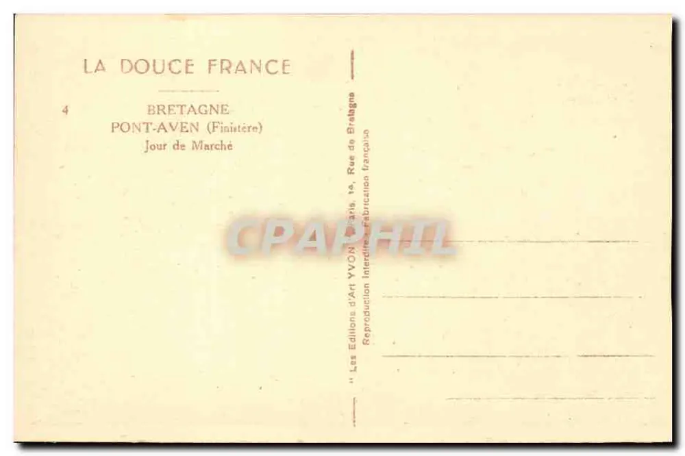 Pont-Aven (Finistère) — Markttag — Éditions d'Art Yvon, Paris - Rückseite