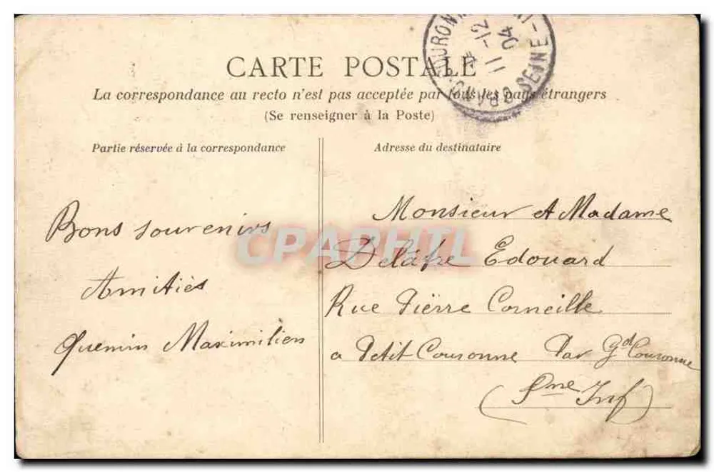 Angers — O Círculo Militar — Héliotypie Dugas et Cie, Nantes - Verso