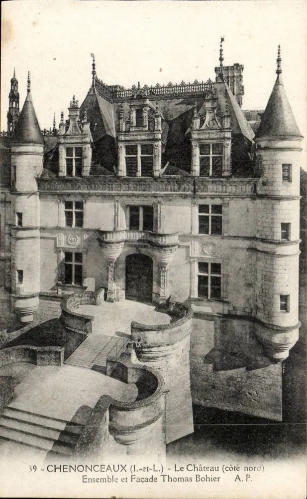 Chenonceaux - O Castelo (lado norte) - Conjunto e Fachaça Thomas Bohier A.P. - Frente