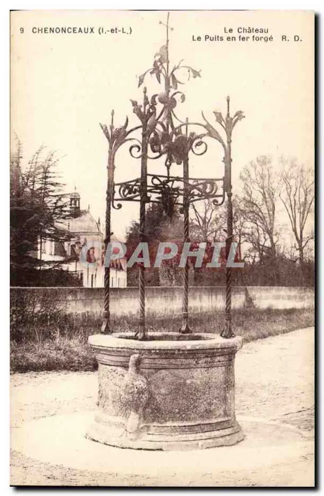 Chenonceaux (Loire-et-Loire) — O Castelo, O Poço de Ferro Forjado — R. D. - Frente