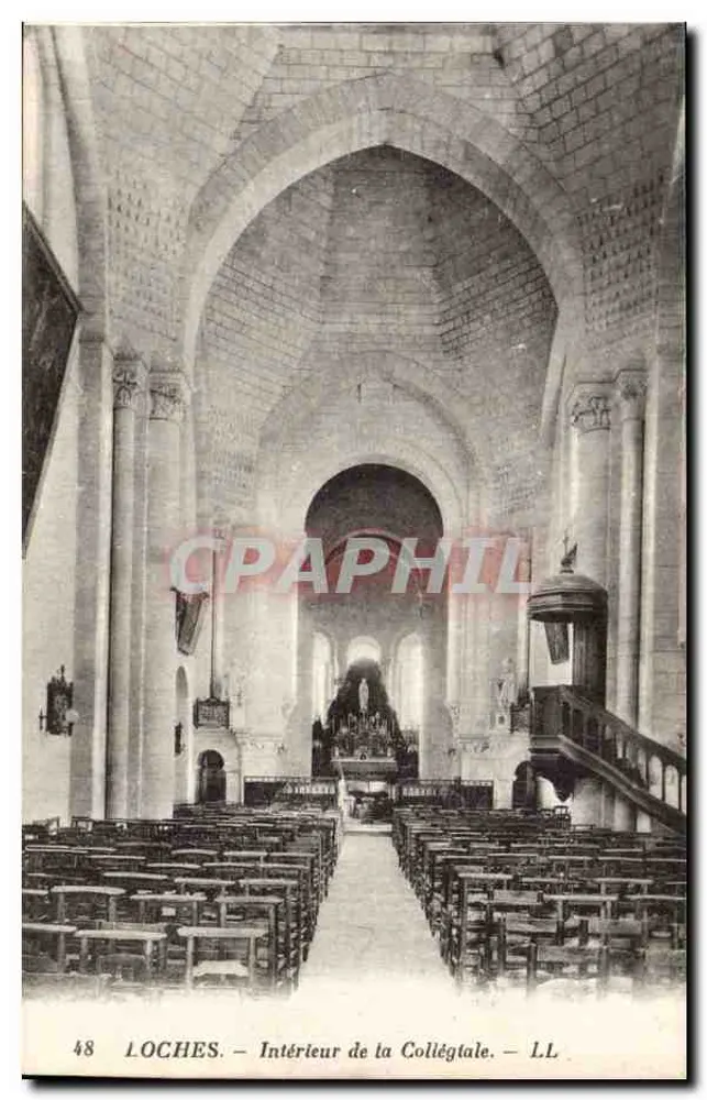Loches — Interior da Colegiata — LL - Frente