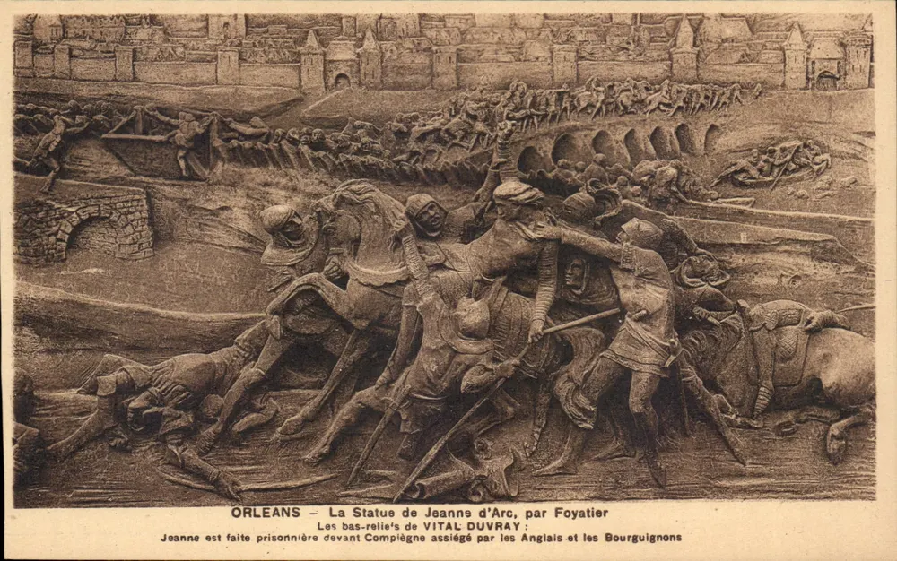 Orléans — Die Statue von Jeanne d'Arc, von Foyatier — Die Reliefs von Vital Duvray - Vorderseite