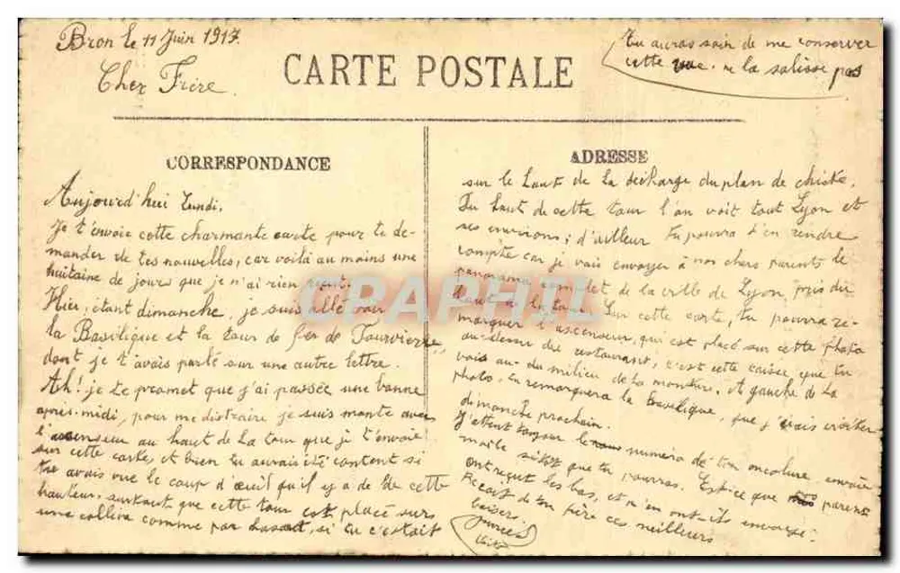 Lyon — Turm von Fourvière und Restaurant Gay — Verlag LL - Rückseite