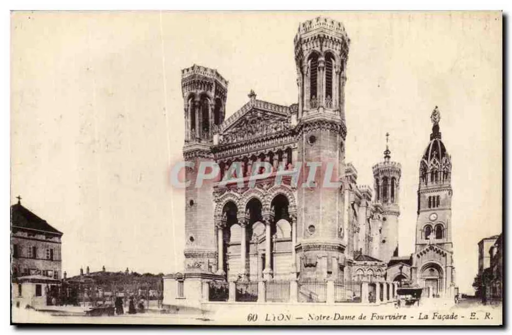 Lyon — Najświętsza Maryja z Fourvière — Façada — E. R. n°60 - Awers