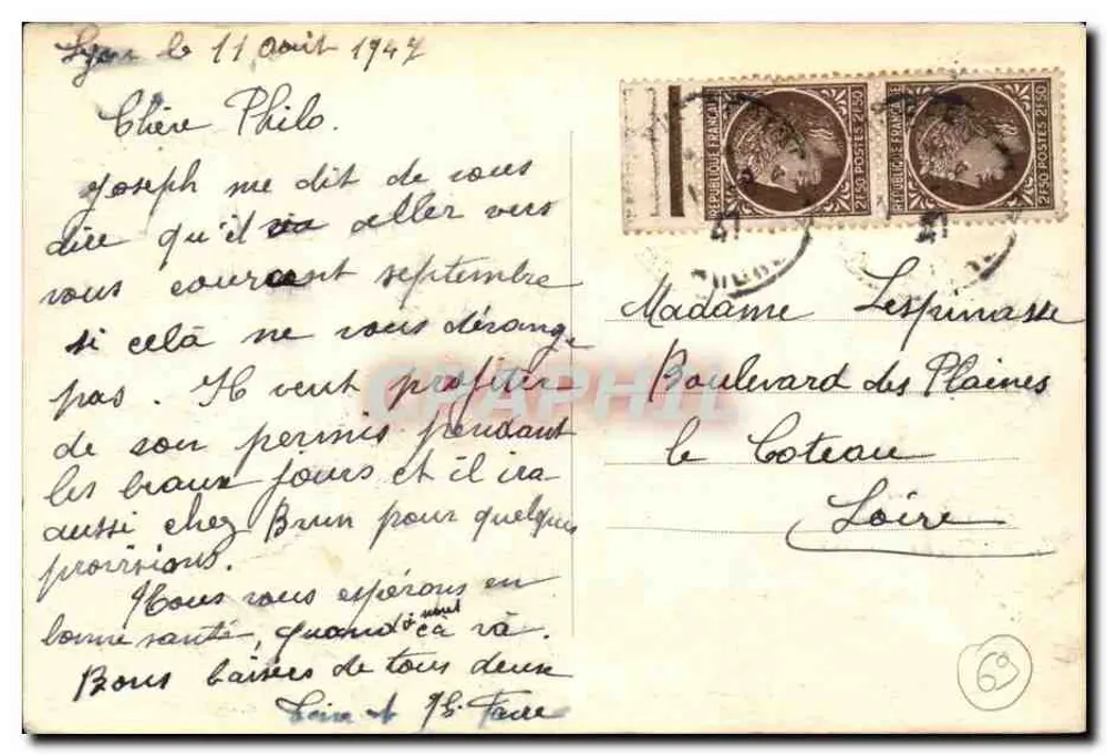LYON — Brücke Tilsitt, Kathedrale St-Jean und Fourvière - Rückseite