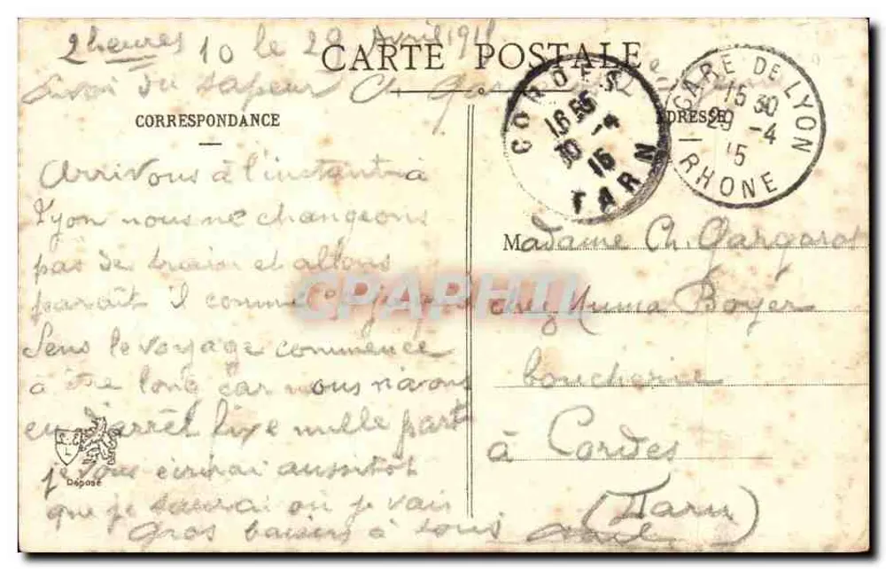 LYON - La Place Bellecour et le Côteau de Fourvière - L. E. - Verso