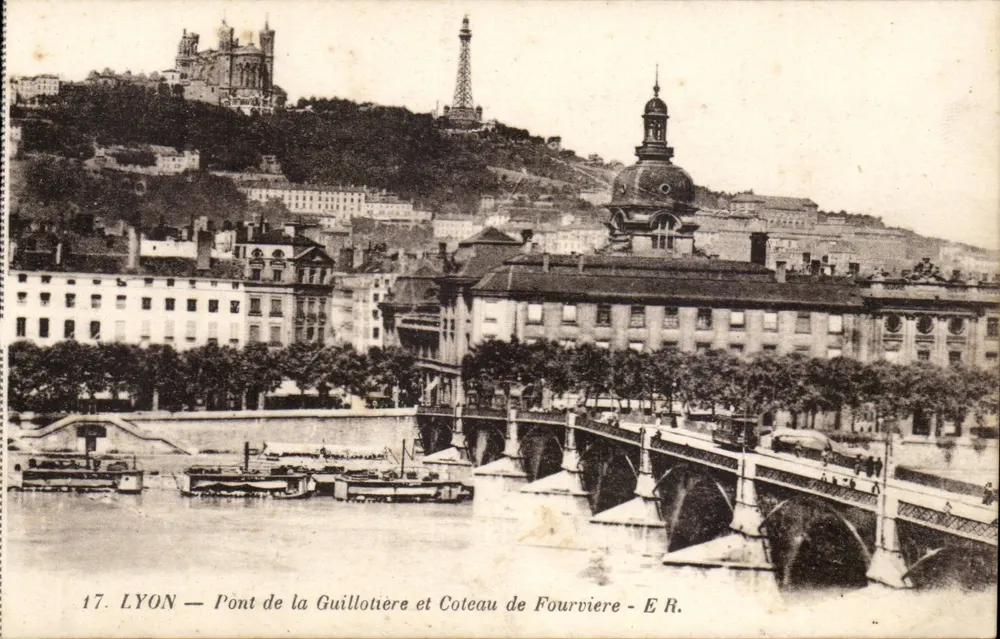 LYON — Pont de la Guillotière und Coteau de Fourvière — E.R. - Vorderseite