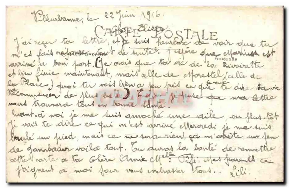 LYON — Fontaine Bartholdi — Carrier, editor, modelo depositado - Verso