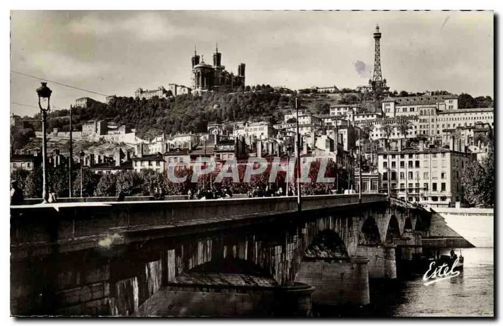 Pont du Change em Lyon — vista da colina de Fourvière e da torre da Horloge — Editor Estel, n°509 - Frente