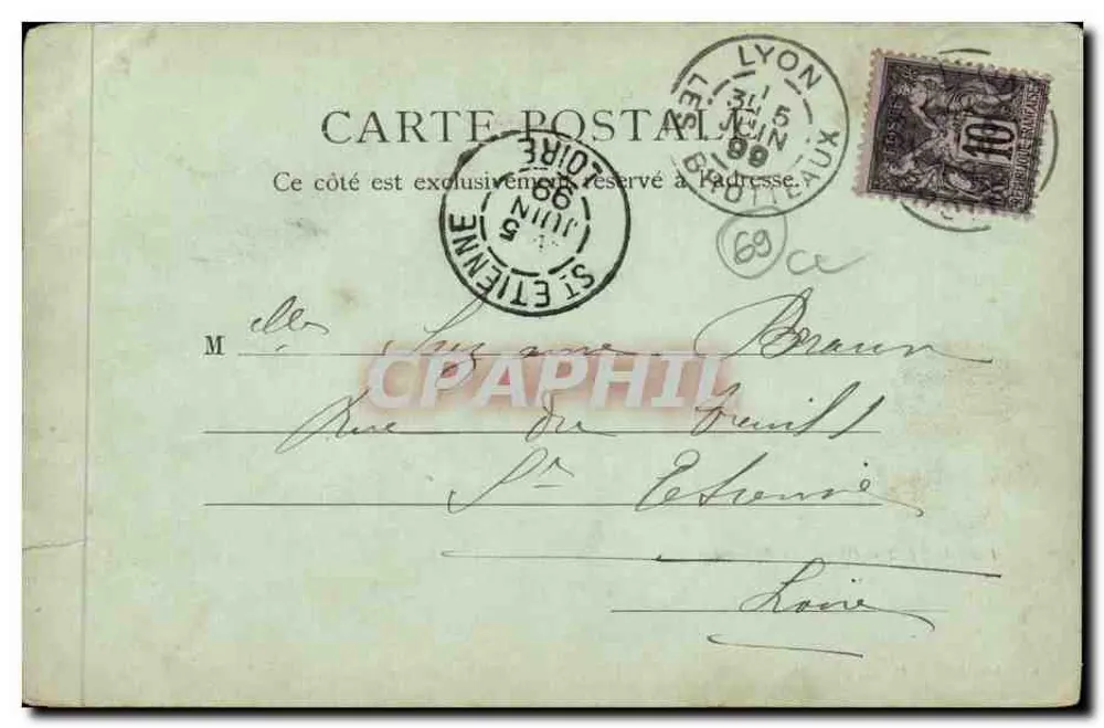 Ponte de Tilsit e Côteau de Fourvière — Lyon — editor R. & J. D., n° 10107 - Verso