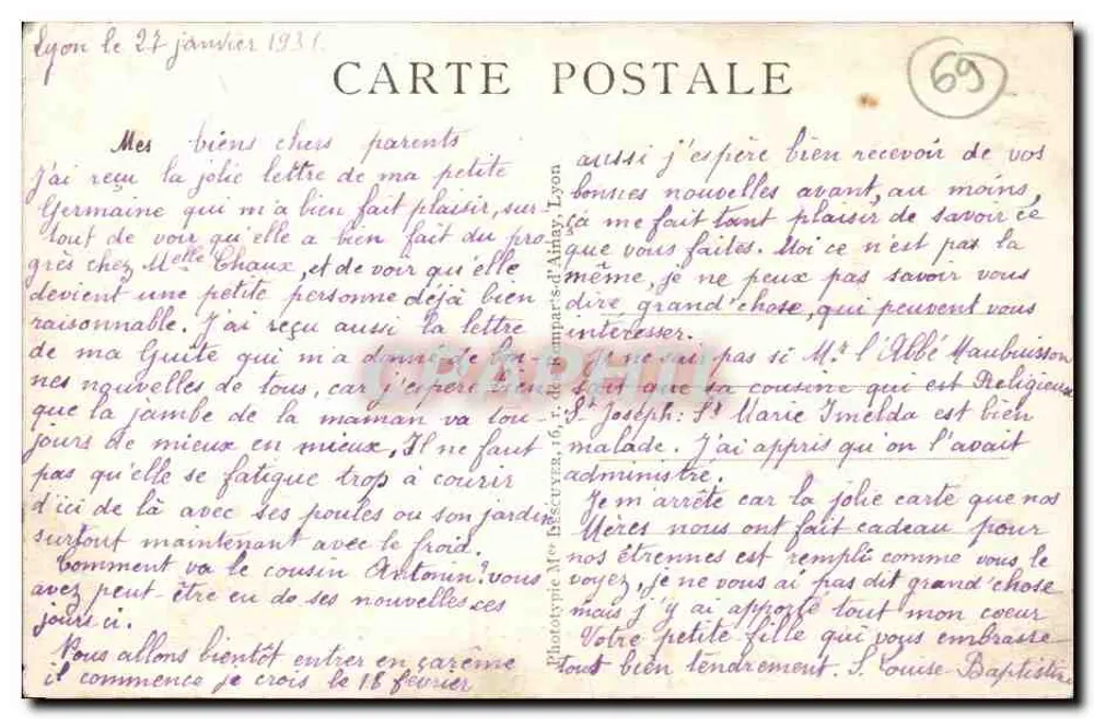 LYON — Der Park der Tête-d'Or — Der Schwanenwinkel — M.F. - Rückseite