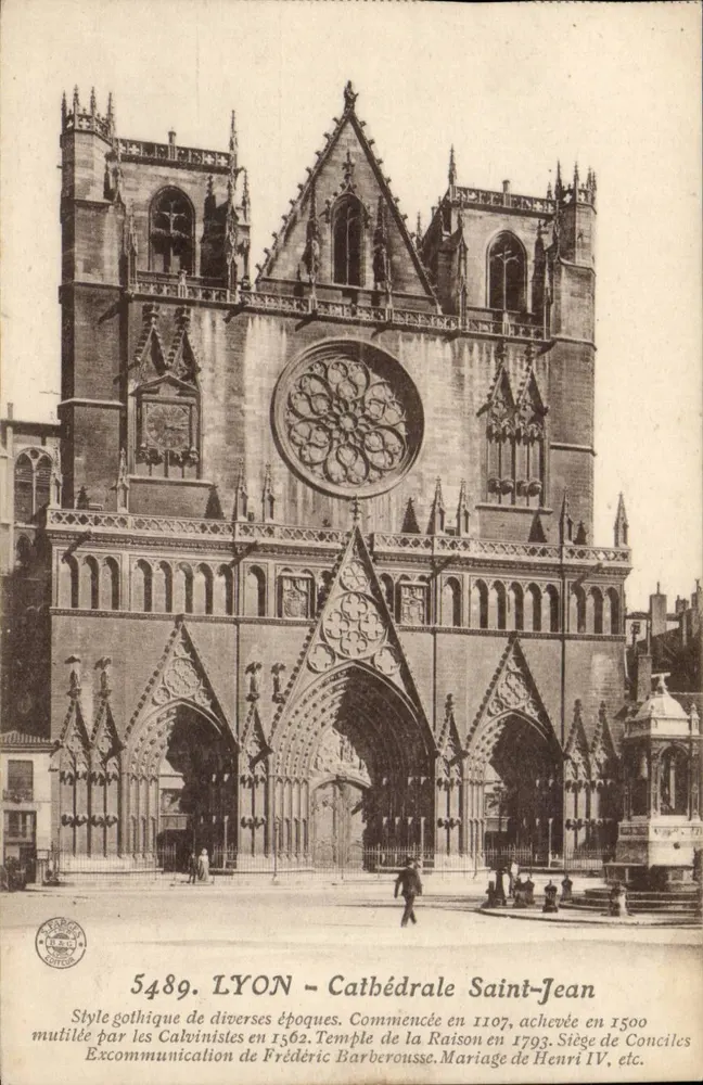 LYON - Catedral de Saint-Jean — Estilo gótico de diversas épocas, editor Marcel Cottin, n° 5489 - Frente
